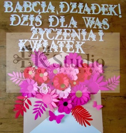 Dzień babci i dziadka - różowe kwiaty