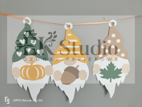 Wiszące skrzaty dwustronnie klejone - zestaw 3 sztuki