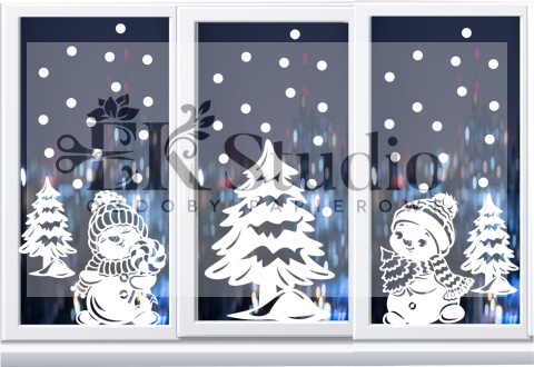 Zimowe bałwanki i choinki